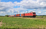 185 017-1 schleppt Container bei Niedernjesa Richtung Eichenberg.