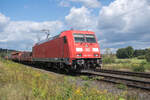 185 266-4 gesehen am 21.08.2024 mit einem gemischten Güterzug in Oberhaun.