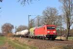 185 255-7 (DB) mit einem gemischten Güterzug in Hamm Pelkum, 8. März 2025