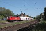 Das wre doch ein schner Zug fr die 185 152 gewesen: 185 282 (9180 6 185 282-1 D-DB) bringt einen Kalkzug von Schwerte(Ruhr) zurck nach Hagen. (10.05.2008)
