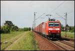 185 081 ist unterwegs in Richtung Karlsruhe. Aufgenommen am 14.Mai 2008 in Wiesental.