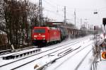 185 271 passiert am 30.01.10 vom Karower Kreuz kommend den S-Bahnhof Karow.