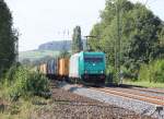 185 607-9 war am 31.08.2011 mit ihrem Containerzug auf dem Weg Richtung Norden.
Aufgenommen in Eltmannshausen am B.