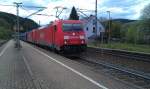 185 214 + 185 228 sind am 13.05.2012 mit dem PKP Cargo Kohlezug in Ludwigsstadt auf der Frankenwaldbahn unterwegs.