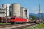 Mit dem Papierzug 48930 sind 185 370 + 185 348 am 29.06.2012 in  Kirchdorf/Kr.