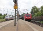 ICE 1 vs 185 274-8 mit Kesselwagenzug. Wer wird gewinnen? Aufgenommen am 07.06.2012 in Dedensen-Gmmer.
