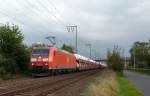 185 061-9 fuhr am 28.09.2012 mit einem Autozug von Osnabrck nach Emden, hier in Leer.