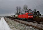 185 212 mit dem Wenzel-KLV am 12.01.2013 bei Langenisarhofen.