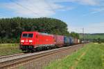 185 394 mit KLV-Zug vor Retzbach (Zellingen) [04.08.2012]