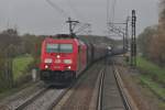Am 16.11.2013 fuhr DB Schenker Rail Scandinavia A/S 185 403-3 mit einem gemischten Gterzug durch den Bahnhof von Reigel-Malterdingen gen Schweiz.