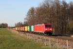 185 234-2 (DB Schenker) mit einem Containerzug in Großkarolinenfeld, 28. März 2014
