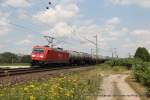 185 292-0 (Railion DB Logistics) mit einem Kesselzug in Burgstemmen, 23. Juli 2014