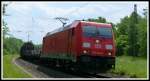 DB Schenker 185 249 fährt am 28.5.15 mit einem gemischten Güterzug über die Nord-Süd-Strecke Richtung Norden.