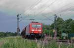 185 384 bei Frelenberg,  Km 25,6 auf der KBS 485, am 8.7.2015