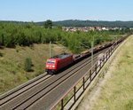 DB Cargo 185 224-3 Stahlbrammen am 18.08.16 bei Neuhof (Hessen/Fulda) 