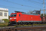 DB Lok 185 133-6 durchfährt den Bahnhof Pratteln. Die Aufnahme stammt vom 30.09.2020.