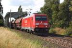 185 257-3 Railion DB Logistics am 13.07.2009 kurz nach berquerung des Mittellandkanals bei Peine