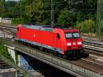 DB - 185 348-0 abgestellt im Bahnhofsareal beim Bahnbildertreffen in Singen am 02.08.2015 