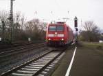 185 005-6 am 23.02.2007 bei der Einfahrt in den Bahnhof Kreiensen.