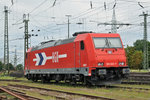 Lok 185 632-7 wartet am Badischen Bahnhof auf den nächsten Einsatz.