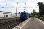 # Roisdorf 27  Die 185 510-5 von Railtraxx mit einem Güterzug aus Koblenz/Bonn kommend durch Roisdorf bei Bornheim in Richtung Köln.