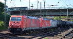 RHC mit der Doppeltraktion   185 606-1 / 2064  [NVR-Number: 91 80 6185 606-1 D-RHC] +   185 585-7 / 2053  [NVR-Number: 91 80 6185 585-7 D-RHC] mit 187 071-6 und Kesselwagenzug am Haken am 30.06.18 Bf. Hamburg-Harburg.