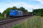 185 527 ATLU/WRS mit einem E-Wagenzug bei Seubersdorf Richtung Nürnberg, 19.08.2020