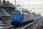 Captrain/ITL mit der Doppeltraktion  185 505-5  [NVR-Nummer: 91 80 6185 505-5 D-ATLU] +  185 542-8  [NVR-Nummer: 91 80 6185 542-8 D-ITL] wahrscheinlich Richtung Stendell am 15.12.22 Berlin Buch.