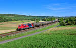 185 632 mit einem Kesselzug am 11.08.2024 bei Winterhausen.