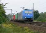185 530 ist von der VPS angemietet und befrdert hier in Ashausen ein Containerzug Richtung Hannover.