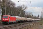 GC/TXL 185 405 am 1.3.14 für die IGE mit einem Gaskesselzug nach Oberhausen-West in Ratingen-Lintorf.