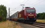 Mit dem Containerzug von Bremerhaven nach Dresden rollte am 21.06.15 185 513 durch Greppin Richtung Bitterfeld.