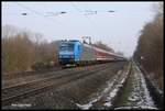 185511-3, ex Metrans, war am 12.2.2017 um 13.07 Uhr mit dem Schneeexpress Leerzug von Hamburg nach Münster in Lengerich Schollbruch zu sehen.