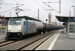 186 431-3 Railpool/Novelis als Kesselzug durchfährt den Bahnhof Merseburg auf Gleis 3 Richtung Großkorbetha. Grüße an die beiden Tf! [17.2.2018 | 13:02 Uhr]