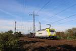 Captrain's 186 152 mit Stahlrohren aus Mülheim auf dem Weg in Richtung Süden am Abzweig Ruhrtal am 11.9.18