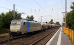 186 531-0 fährt jetzt für Crossrail kommt mit einem langen Silozug durch Kohlscheid aus Buna-Werke(D) nach Herentals(B) und fährt die Kohlscheider-Rampe hoch nach Aachen-West.