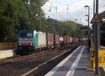 186 209 von Crossrail kommt als umleiter aus Richtung Aachen-Wes,Laurensberg,Richterich mit einem Containerzug aus Zeebrugge-Ramskapelle(B) nach Ludwigshafen-BASF(D) und fährt durch Kohlscheid in