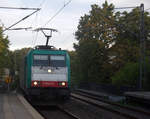 186 220 von Crossrail kommt aus Richtung Aachen-West mit einem GTS-Containerzug aus Zeebrugge-Ramskapelle(B) nach Piacenza(I) und fährt durch Aachen-Schanz in Richtung Aachen-Hbf,Aachen-Rothe-Erde,Stolberg-Hbf(Rheinland)Eschweiler-Hbf,Langerwehe,Düren,Merzenich,Buir,Horrem,Kerpen-Köln-Ehrenfeld,Köln-West,Köln-Süd. Aufgenommen vom Bahnsteig von Aachen-Schanz.
Am Morgen vom 17.9.2019.