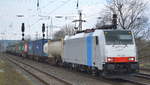 RTB Cargo mit der Railpool Lok  186 506  [NVR-Nummer: 91 80 6186 506-2 D-Rpool] und Containerzug am 04.03.20 Bf. Saarmund.