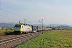 Am Nachmittag des 27.03.2020 fuhr ITL/CCW 186 156-6 mit ihrem Containerzug nach Rotterdam Waalhaven bei Kollmarsreute am Schwarzwald vorbei in Richtung Offenburg.