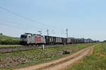 Mit dem  GTS -Containerzug DGS 40046 (Piacenza - Zeebrugge Ramskapelle) fuhr am frühen Nachmittag des 02.06.2020 die AKIEM/XRAIL 186-150  CROSSRAIL  zwischen Schliengen und Auggen über die