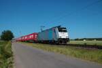 Railpool Bombardier Traxx 186 183-0 mit Containerzug in Babenhausen am 14.06.21