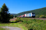 186 183 Railpool/Lineas mit einem KLV-Zug bei Wernfeld Richtung Gemünden, 09.09.2020 