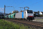 Lok 186 452-9 fährt am 24.10.2024 Richtung Salina Raurica. Aufnahme Basel Land.