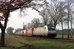 186 267-1 (Akiem) mit einem Güterzug in Hamm Pelkum, 9. Februar 2025