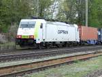 Captrain E186 150 mit Containerzug am 10.4.10 in Ratingen-lintorf