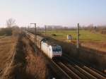 Am 01.01.2014 kam 186 136 mit dem Papierleerzug aus Richtung Hannover und fuhr in den Stendaler Güterbahnhof.