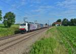 186 444 + 186 282 mit DGS 43125 am 02.07.2015 bei Hilperting. 