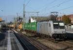 186 141 mit DGS 79424 (Metrans, Hamburg-Waltershof–Leipzig-Wahren) am 13.11.2013 in Winsen (Luhe)