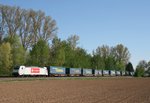 186 150 mit DGS 43712 (Crossrail, Novara–Genk) am 19.04.2015 zwischen Riegel-Malterdingen und Kenzingen